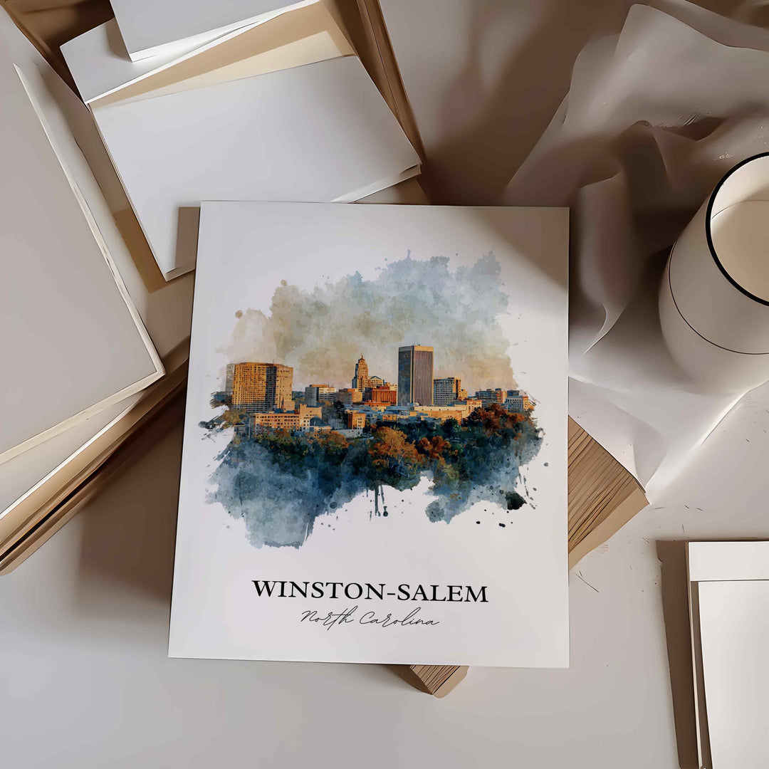 Winston-Salem, North Carolina – Watercolor Art Print