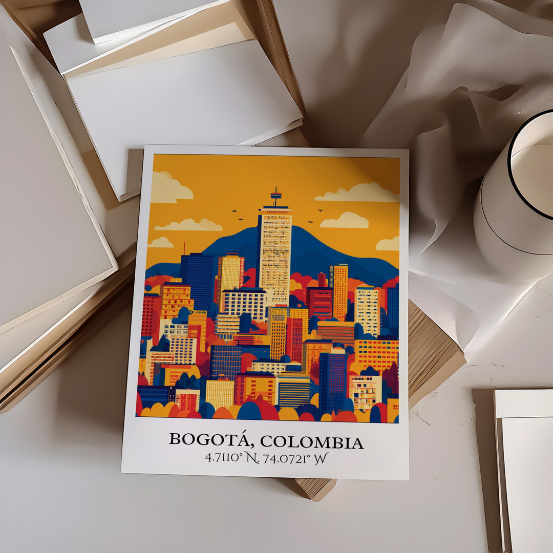 Bogotá Art, Bogotá Retro Travel Art, Bogotá Colombia Home Decor, Colombia Gift, Colombia Travel Art, Travel Prints, Housewarming Gift