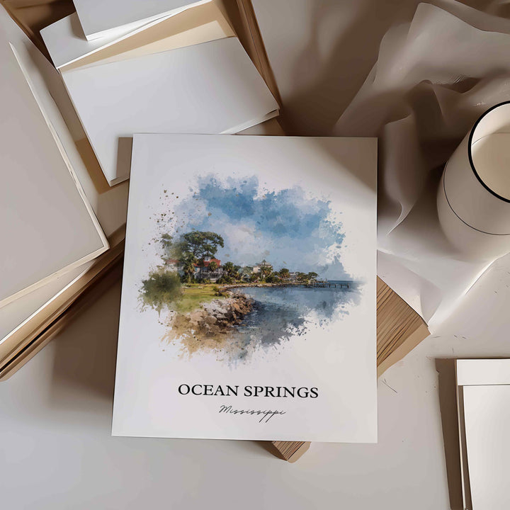 Ocean Springs, Mississippi – Watercolor Art Print