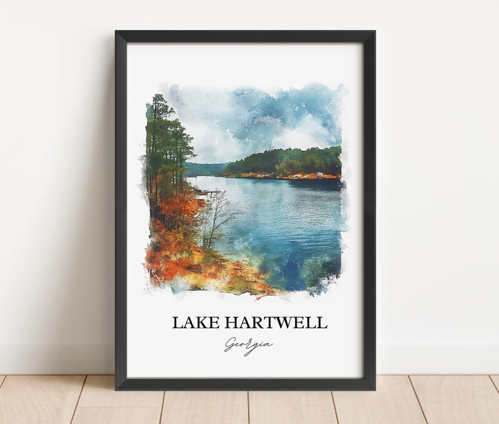 Lake Hartwell GA Wall Art, Savannah Print, Lake Hartwell Watercolor Art, Lake Hartwell Gift, Travel Print, Travel Poster, Housewarming Gift