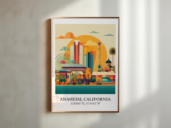 Anaheim CA Art, Anaheim Retro Travel Art, Anaheim Home Decor, Anaheim California Gift, Cali Travel Art, Travel Prints, Housewarming Gift