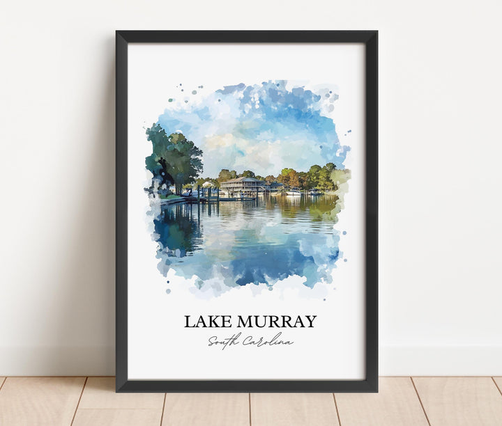 Lake Murray Wall Art, Chapin SC Print, South Carolina Watercolor Art, Lake Murray SC Gift, Travel Print, Travel Poster, Housewarming Gift