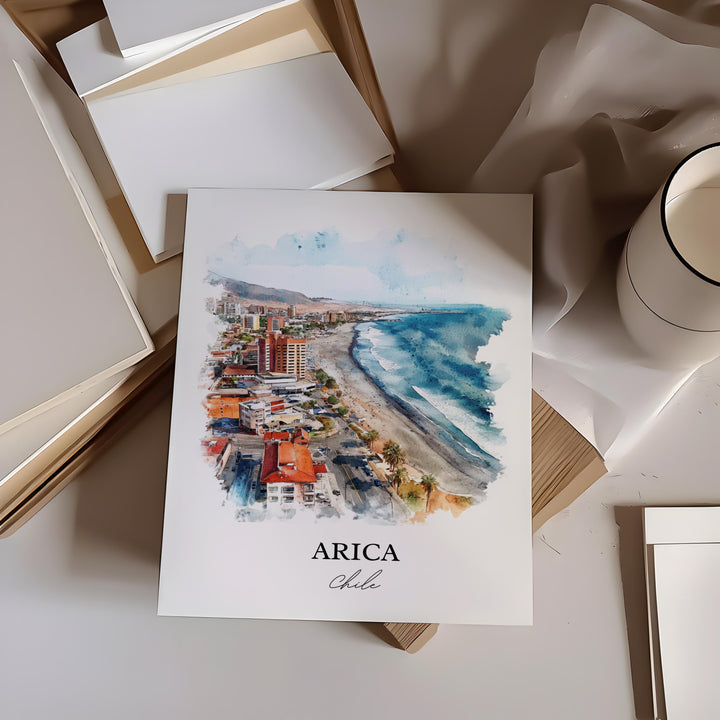 Arica Chile Wall Art, Northern Chile Print, Chile Watercolor Art, Arica Chile Gift, Travel Print, Travel Poster, Housewarming Gift