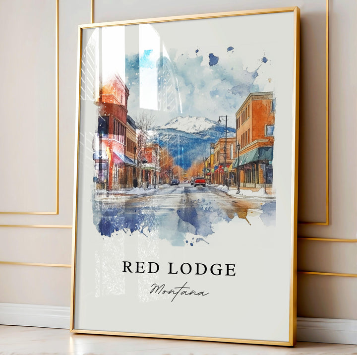 Red Lodge MT Wall Art, Red Lodge Print, Carbon County Watercolor Art, Red Lodge Montana Gift,