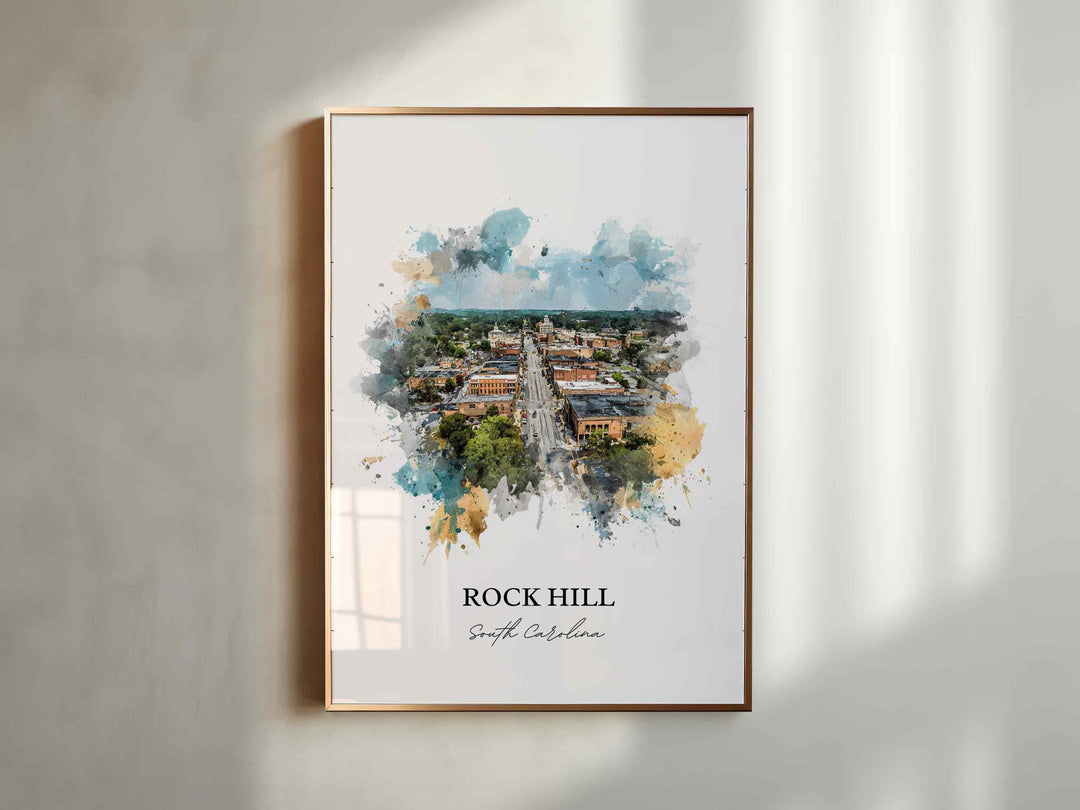 Rock Hill, South Carolina – Watercolor Art Print