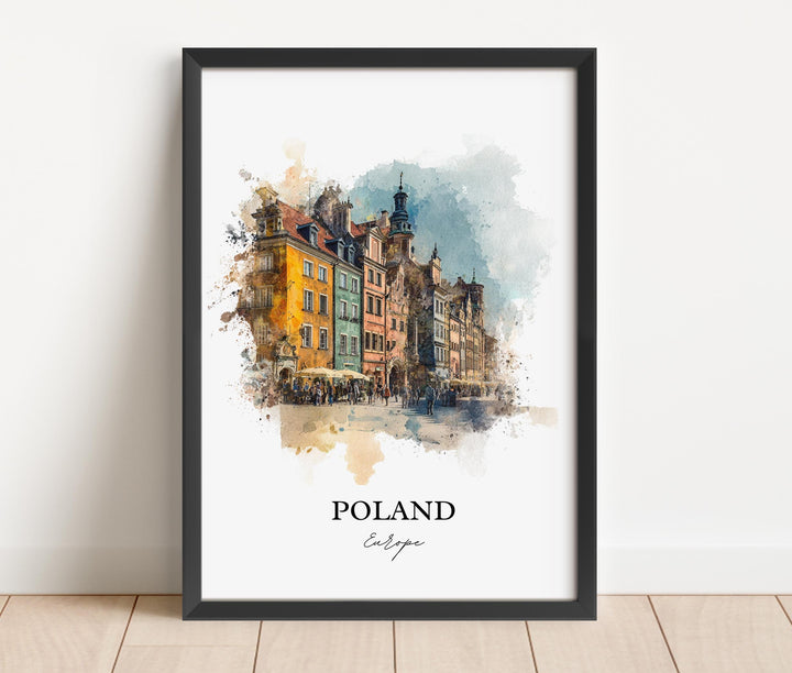 Poland Wall Art, Poland Print, Poland Watercolor Art, Poland Country Gift, Travel Print, Travel Poster, Housewarming Gift