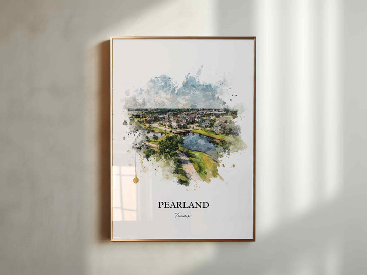 Pearland, Texas – Watercolor Art Print