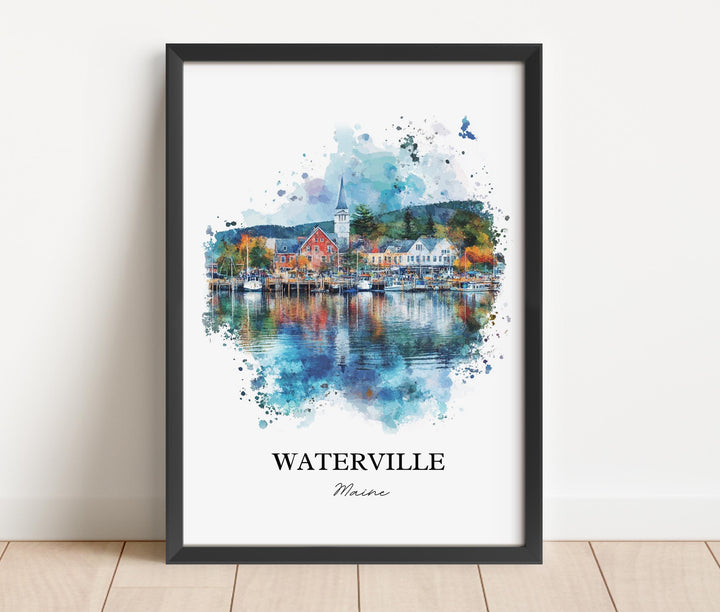 Waterville Maine Art, Waterville ME Print, Maine Watercolor Art, Kennebec County Gift, Travel Print, Travel Poster, Housewarming Gift