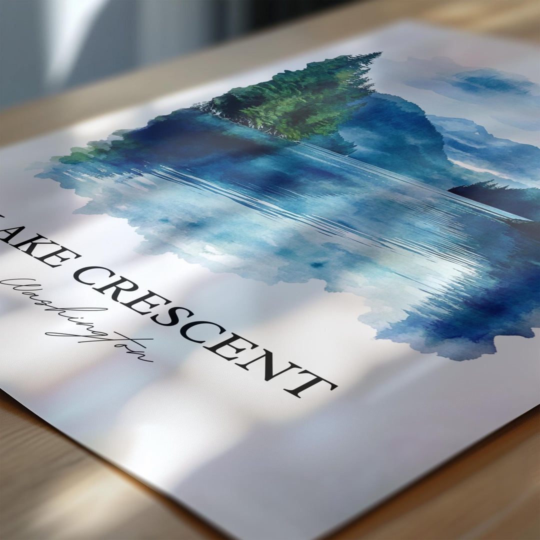 Lake Crescent WA Art, Olympic National Park Print, Washington Artwork, Lake Crescent Gift, Travel Print, Travel Poster, Housewarming Gift