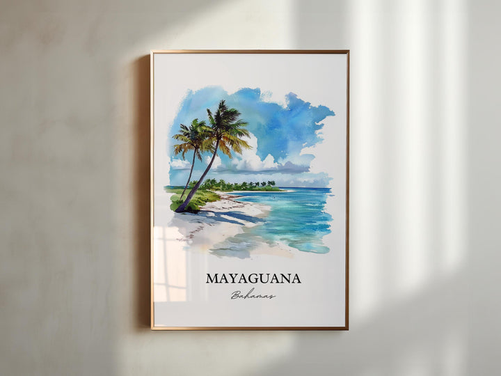 Mayaguana Wall Art, Mayaguana Bahamas Print, Bahamas Watercolor Art, Mayaguana Gift, Travel Print, Travel Poster, Housewarming Gift