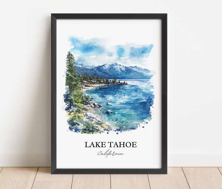Lake Tahoe Wall Art, Tahoe Print, California Watercolor Art, Lake Tahoe Gift, Travel Print, Travel Poster, Lake Tahoe Housewarming Gift