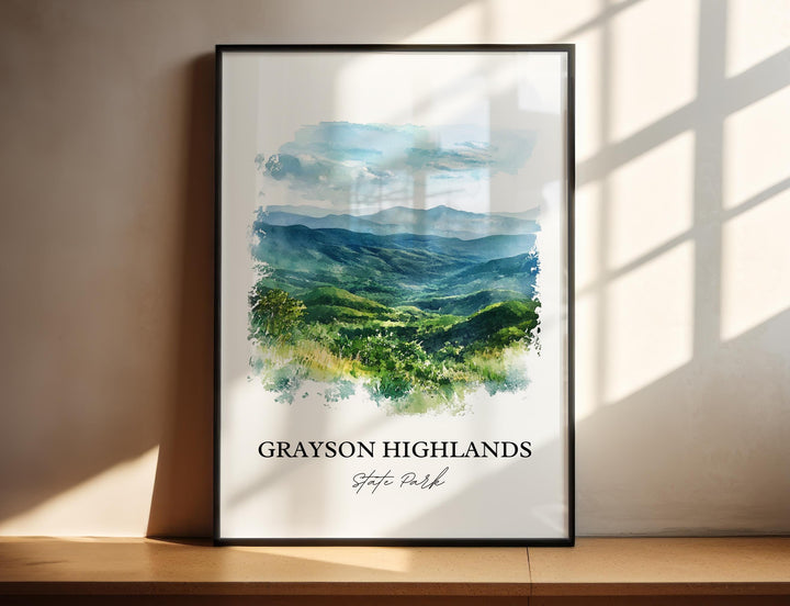 Grayson Highlands Art, Mouth of Wilson Print, Virginia Watercolor, Grayson Highlands VA Gift, Travel Print, Travel Poster, Housewarming Gift
