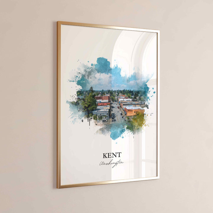 Kent Washington Wall Art, Kent Print, Kent Watercolor Art, Kent WA Gift, Travel Print, Travel Poster, Housewarming Gift