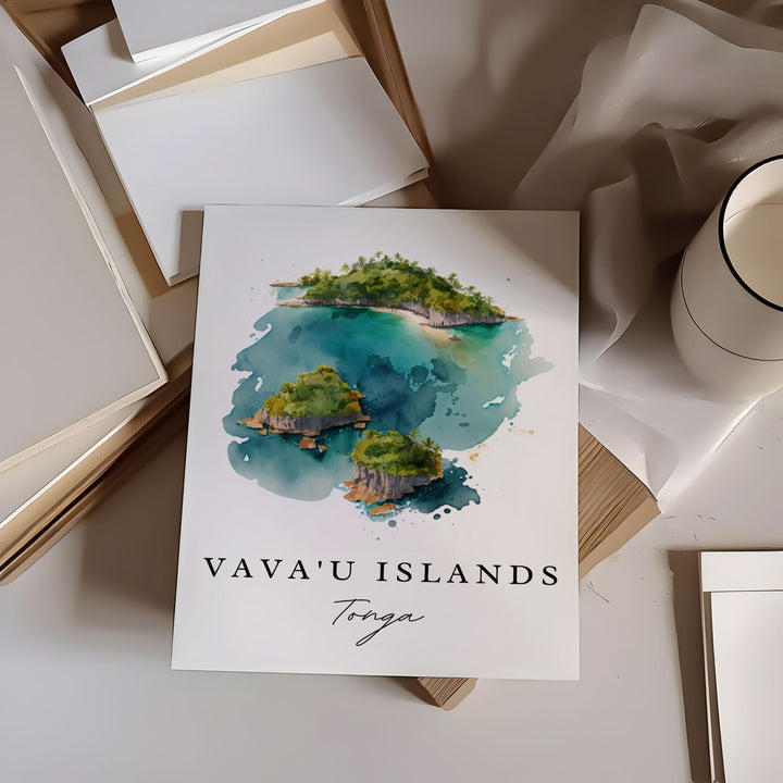 Vavau Island Tonga travel art - Vavau, Tonga poster, Vavau Island Wedding gift, Birthday present, Custom Text, Personalised Gift