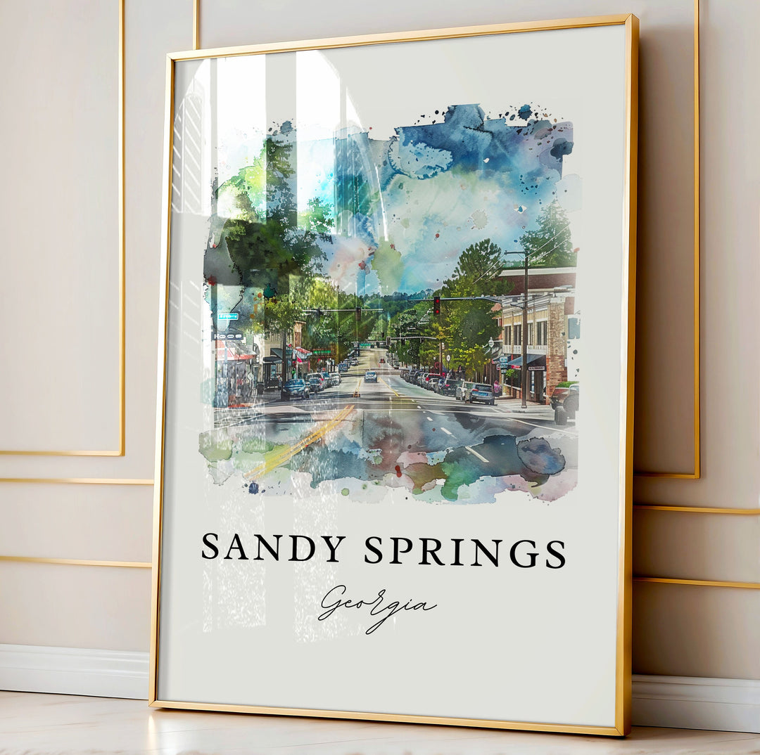 Sandy Springs GA Art, Sandy Springs Print, Sandy Springs Watercolor Art, Fulton County Gift,