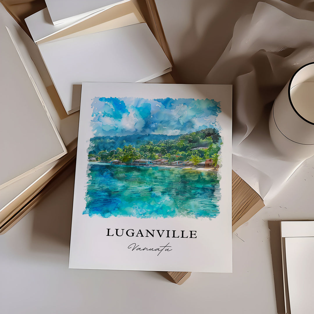 Luganville Wall Art, Luganville Print, Vanuatu Watercolor, Luganville Vanuatu Gift, Travel Poster, Housewarming Gift