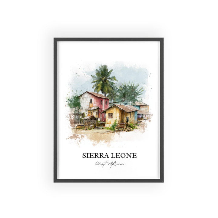 Sierra Leone Wall Art, Sierra Leone Print, Sierra Leone Watercolor Art, Sierra Leone Gift, Travel Print, Travel Poster, Housewarming Gift
