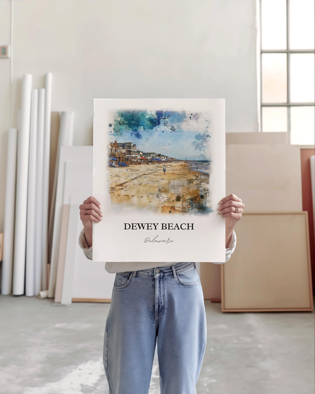 Dewey Beach Art, Sussex County County Print, Delaware Watercolor Art, Dewey Beach DE Gift, Travel Print, Travel Poster, Housewarming Gift