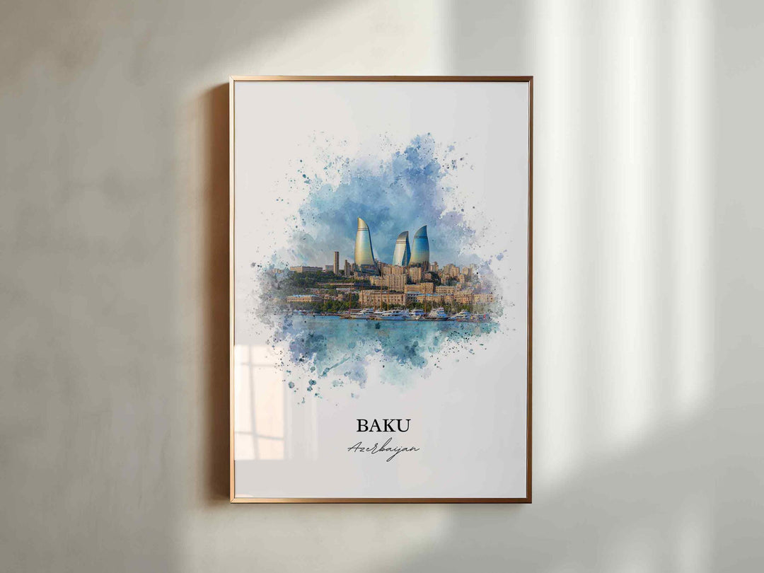 Baku, Azerbaijan – Watercolor Art Print