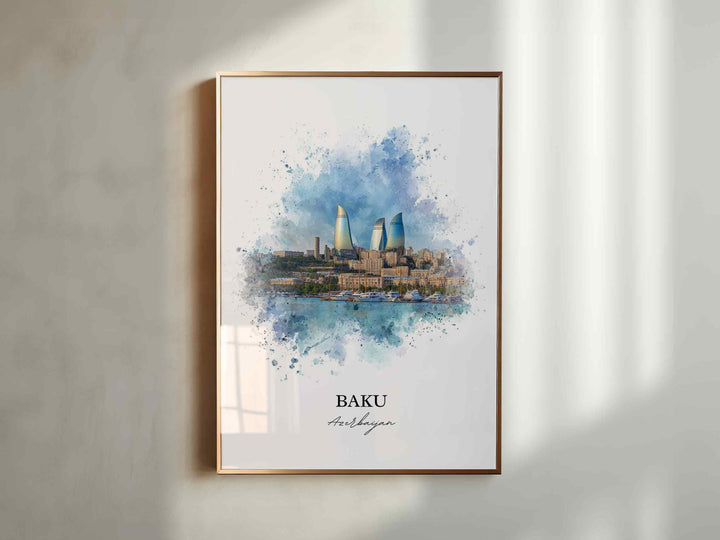 Baku, Azerbaijan – Watercolor Art Print