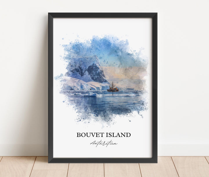 Bouvet Island Wall Art, Antarctica Print, Antarctica Watercolor Art, Bouvet Island Gift, Travel Print, Travel Poster, Housewarming Gift