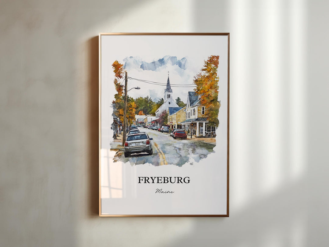 Fryeburg Maine Wall Art, Oxford County ME Print, Maine Watercolor Art, Fryeburg Gift, Travel Print, Travel Poster, Housewarming Gift