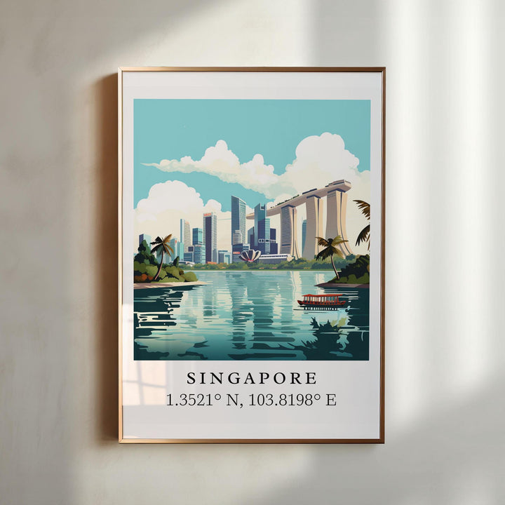 Singapore wall art - Singapore poster, Singapore Wedding gift, Singapore Skyline present, Custom Text, Personalised Gift