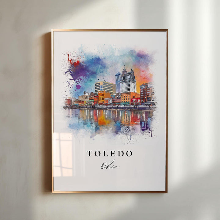 Toledo Ohio wall art - Ohio, Toledo print, Toledo OH Wedding gift, Toledo Ohio Skyline gift, Toledo OH Custom Gift, Perfect Gift