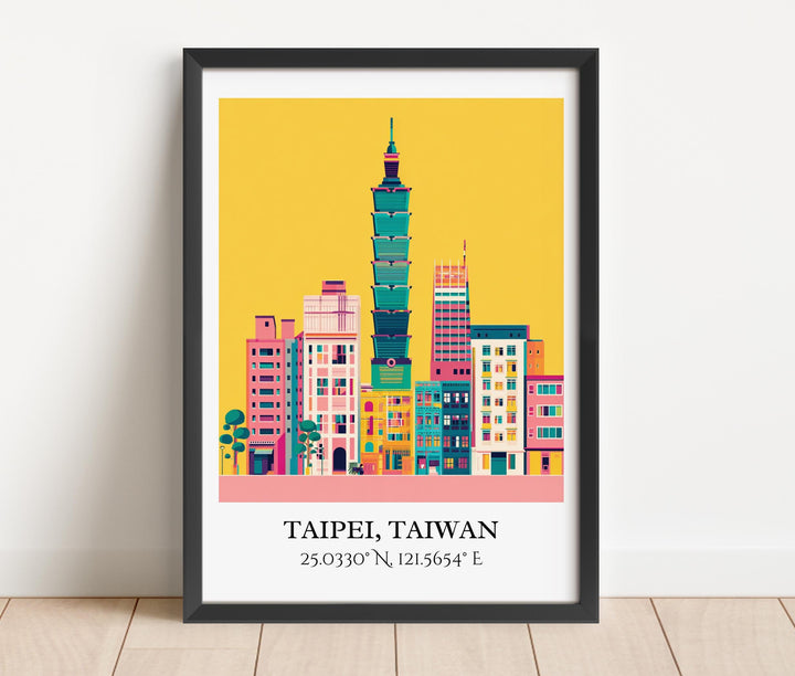 Taipei Art, Taipei Retro Travel Art, Taipei Home Decor, Taipei Taiwan Gift, Taiwan Travel Art, Travel Prints, Housewarming Gift