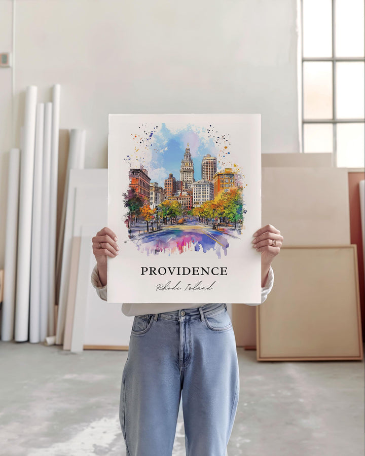 Providence RI Wall Art, Providence Print, Rhode Island Watercolor Art, Providence Gift, Travel Print, Travel Poster, Housewarming Gift