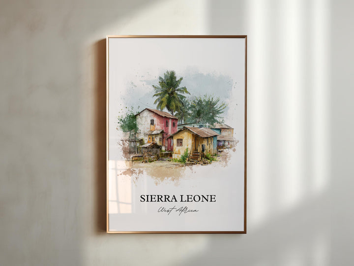 Sierra Leone Wall Art, Sierra Leone Print, Sierra Leone Watercolor Art, Sierra Leone Gift, Travel Print, Travel Poster, Housewarming Gift