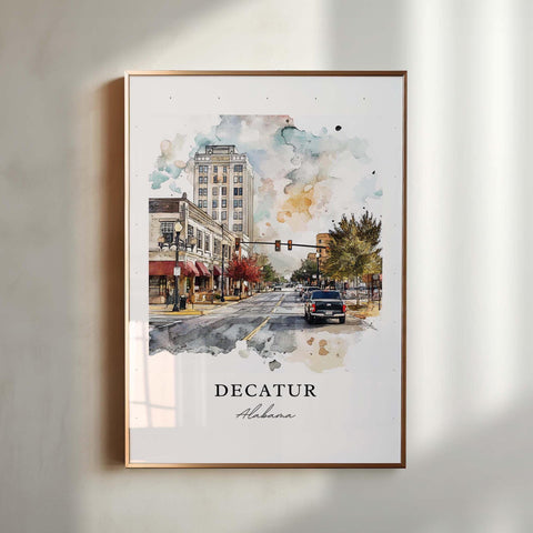 Decatur AL Wall Art, Decatur Alabama Print, Decatur Watercolor Art, Decatur Alabama Gift, Travel Print, Travel Poster, Housewarming Gift