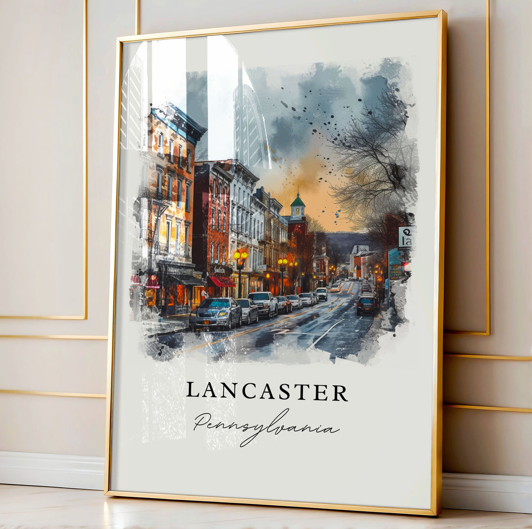 Lancaster Wall Art, Pennsylvania Print, Lancaster Wall Art, Lancaster PA Gift, Travel Print, Travel Poster, Travel Gift, Housewarming Gift