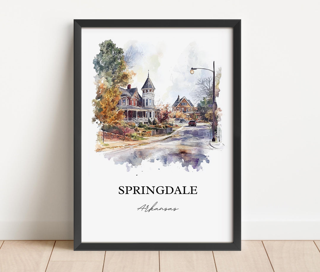 Springdale AR Wall Art - Arkansas Print