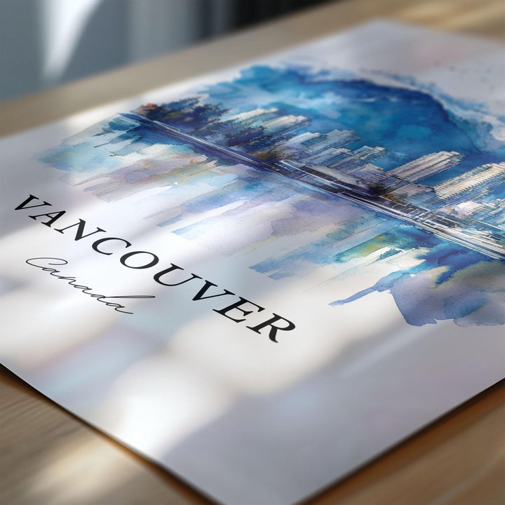 Vancouver Wall Art, Vancouver Print, Vancouver Watercolor Art, Vancouver BC Gift, Travel Print, Travel Poster, Housewarming Gift