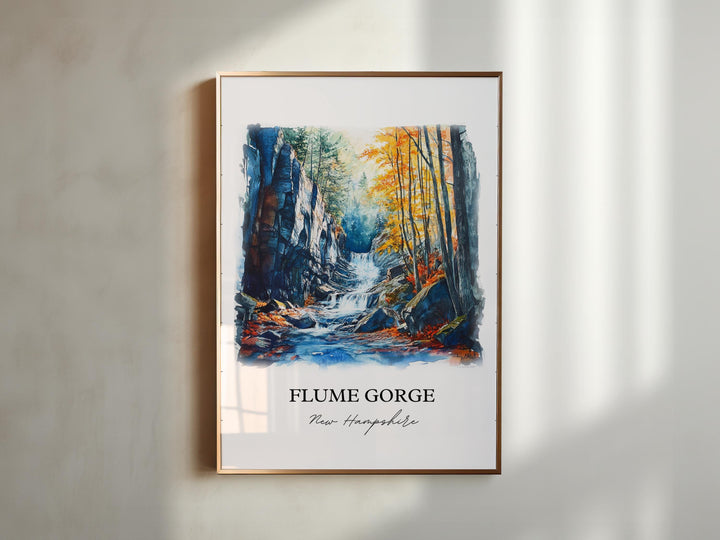 Flume Gorge, New Hampshire, USA – Watercolor Art Print
