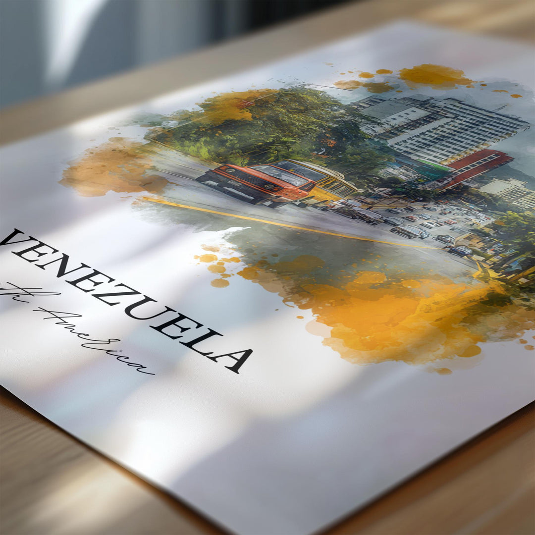 Venezuela Wall Art, Venezuela Print, Venezuela Watercolor Art, Venezuela Gift, Travel Print, Travel Poster, Housewarming Gift