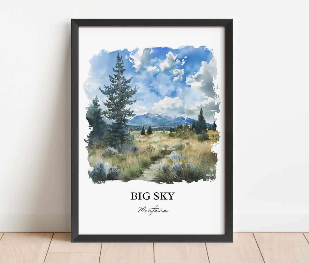 Big Sky Montana Wall Art, Big Sky MT Print, Big Sky Watercolor Art, Big Sky Montana Gift, Travel Print, Travel Poster, Housewarming Gift