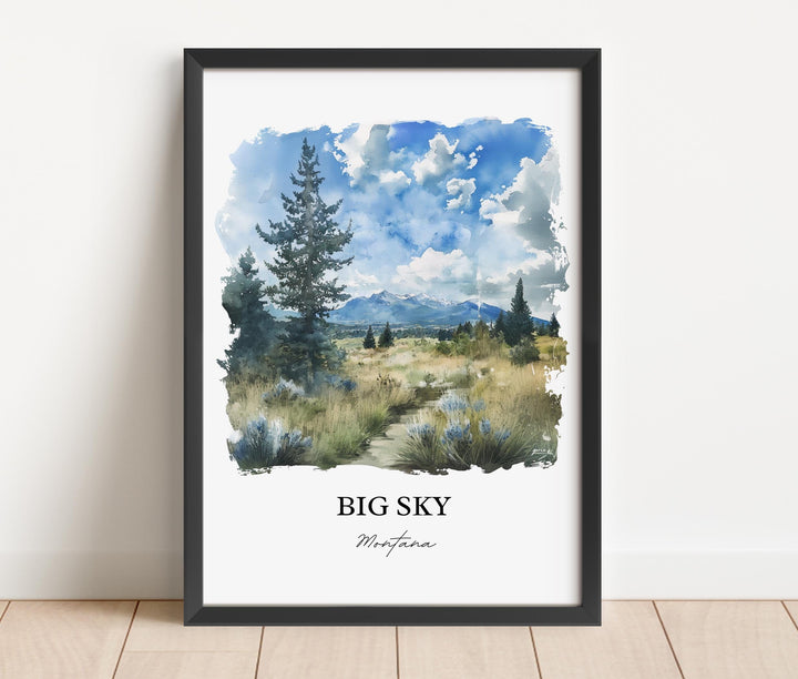 Big Sky Montana Wall Art, Big Sky MT Print, Big Sky Watercolor Art, Big Sky Montana Gift, Travel Print, Travel Poster, Housewarming Gift