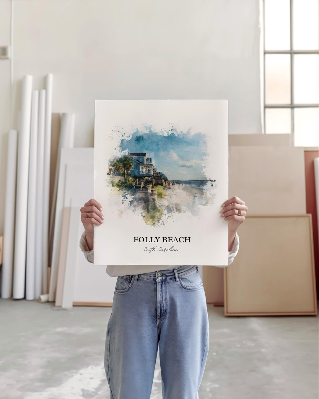 Folly Beach, SC – Watercolor Art Print