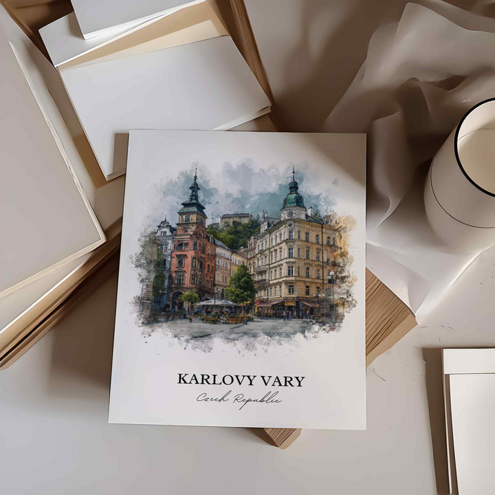 Karlovy Vary, Czech Republic – Watercolor Art Print