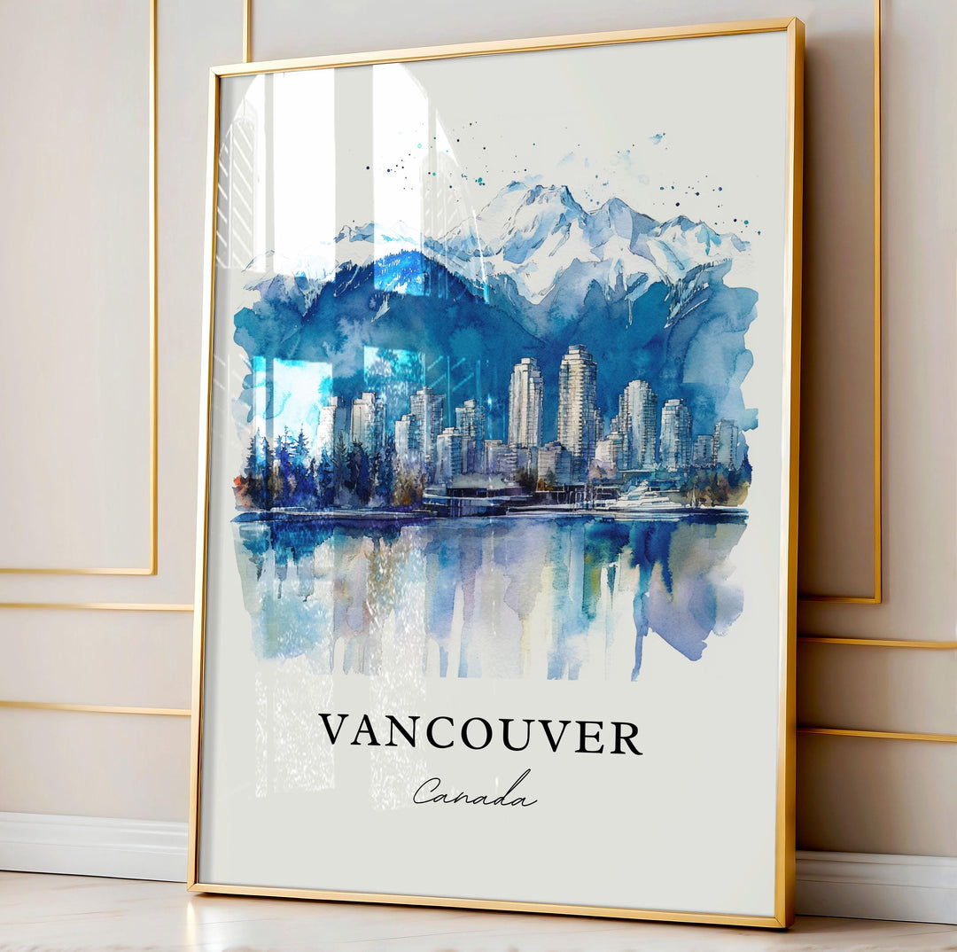 Vancouver Wall Art, Vancouver Print, Vancouver Watercolor Art, Vancouver BC Gift, Travel Print, Travel Poster, Housewarming Gift