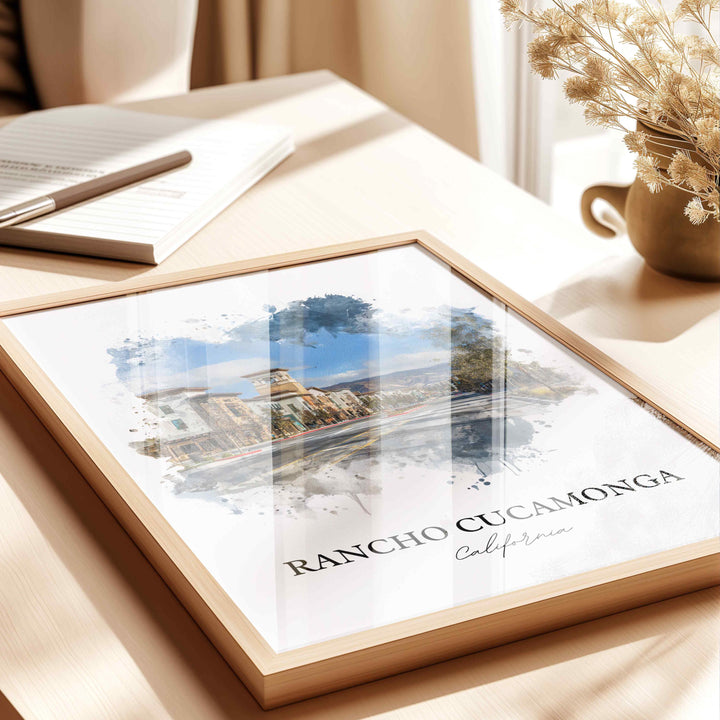Rancho Cucamonga Art, Rancho Cucamonga Print, California Art, San Gabriel Mountains Gift, Travel Print, Travel Poster, Housewarming Gift