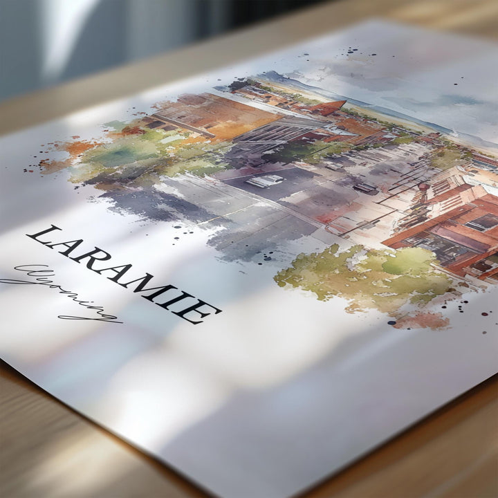 Laramie WY Wall Art, Albany County WY Print, Wyoming Watercolor Art, Laramie Wyoming Gift, Travel Print, Travel Poster, Housewarming Gift