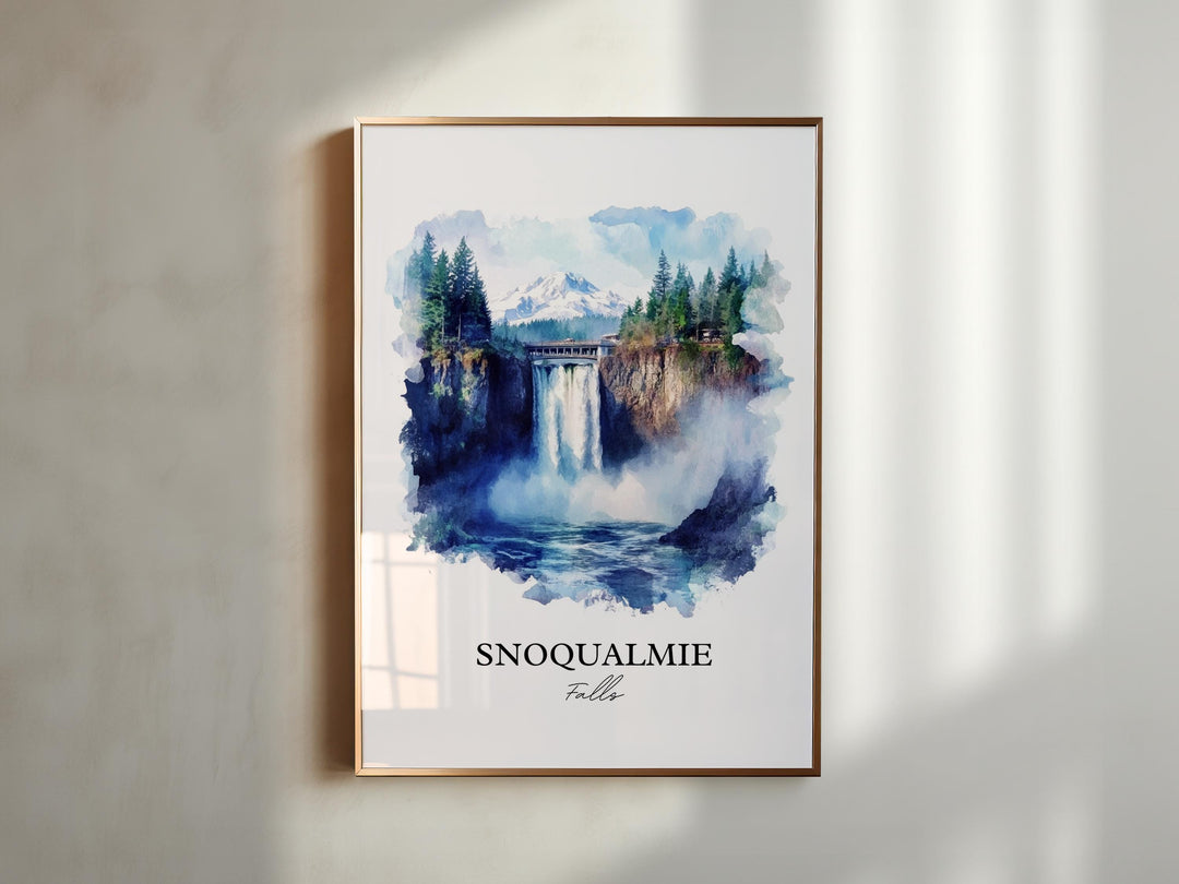 Snoqualmie Falls Wall Art, Fall City Print, Washington St Watercolor, Snoqualmie Falls Gift, Travel Print, Travel Poster, Housewarming Gift