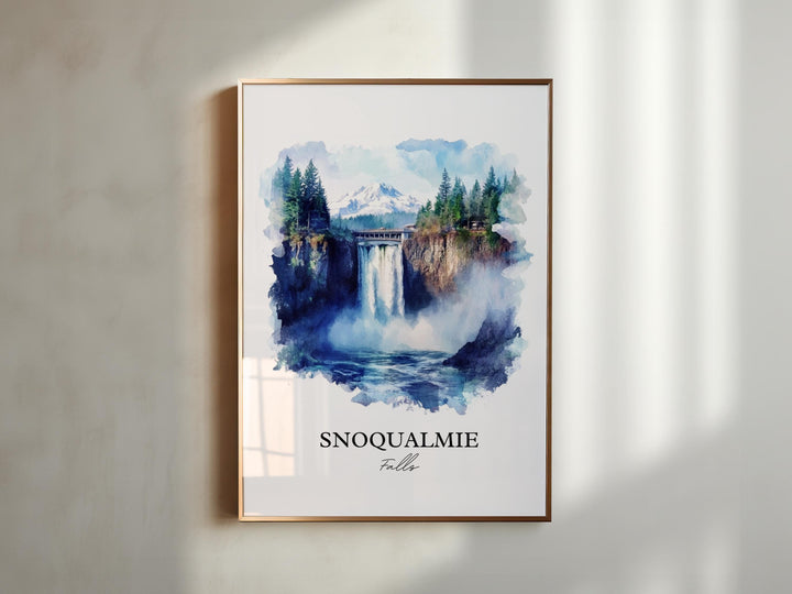 Snoqualmie Falls Wall Art, Fall City Print, Washington St Watercolor, Snoqualmie Falls Gift, Travel Print, Travel Poster, Housewarming Gift