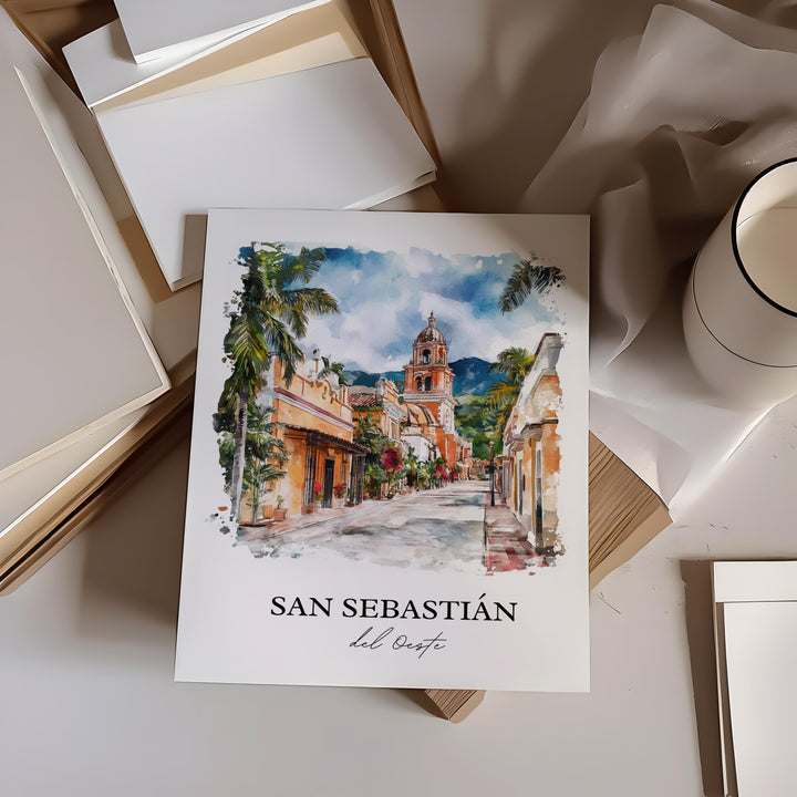 San Sebastián del Oeste Wall Art, Jalisco Print, Mexico Watercolor Art, Jalisco Gift, Travel Print, Travel Poster, Housewarming Gift