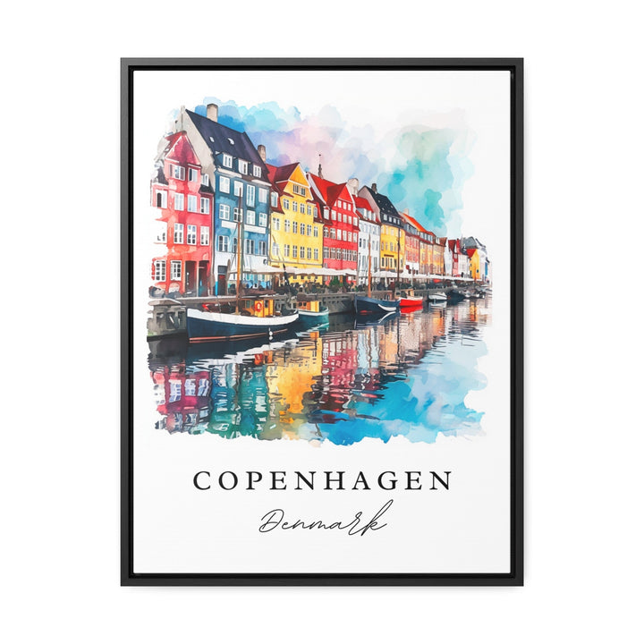 Copenhagen traditional travel art - Denmark, Copenhagen print, Wedding gift, Birthday present, Custom Text, Perfect Gift