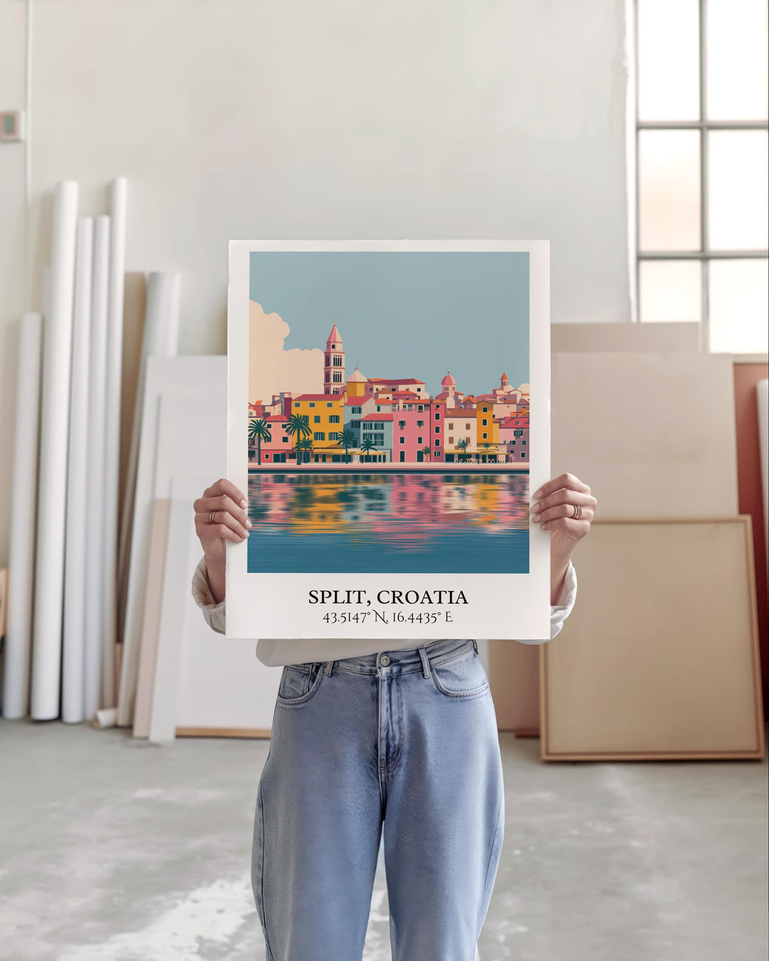 Split Croatia Art, Split Retro Travel Art, Croatia Home Decor, Split Croatia Gift, Croatian Travel Art, Travel Prints, Housewarming Gift