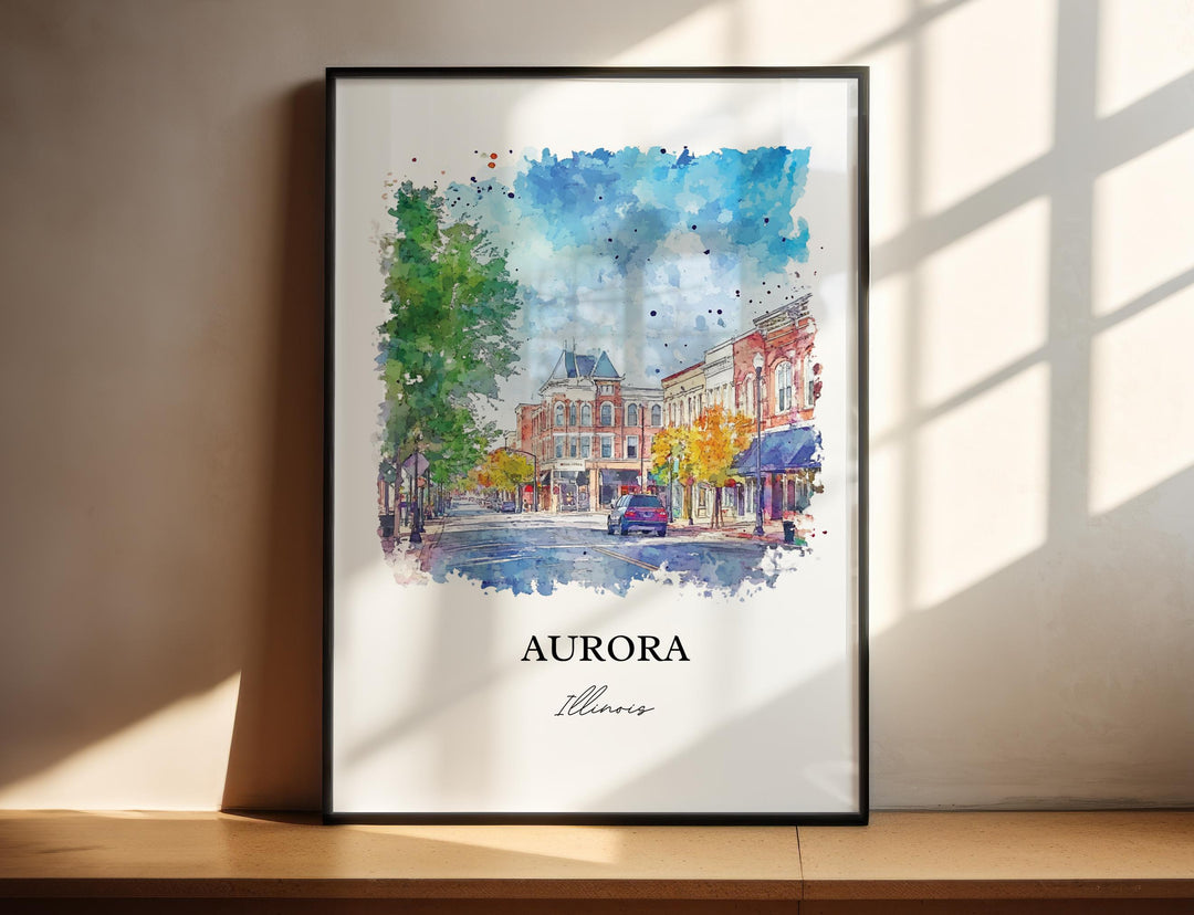 Aurora, Illinois, Illinois – Watercolor Art Print